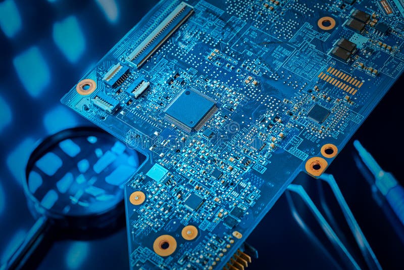Chip on the motherboard stock image. Image of microelectronic 172635439