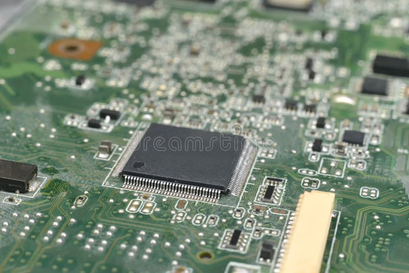 Chip on motherboard stock image. Image of digital, board 53340971