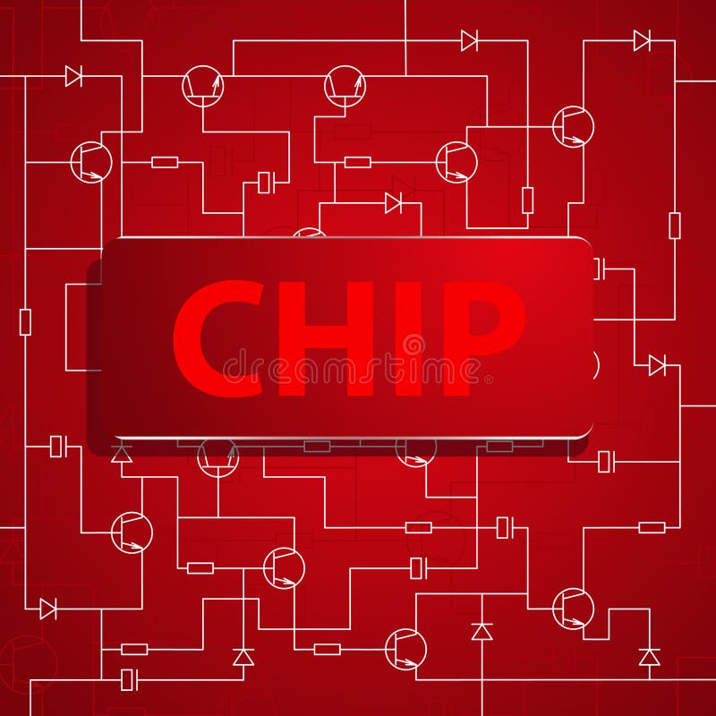 Chipen på bakgrunden av den elektroniska intrigen vektor illustrationer Chipen på bakgrunden av den elektroniska intrigen vektor illustrationer