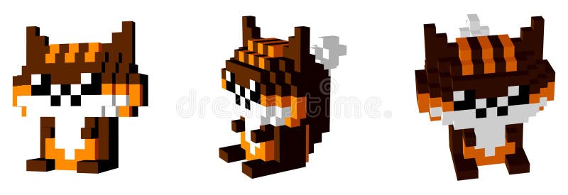 Chipmunk icons 3D pixel art for design project royalty free illustration