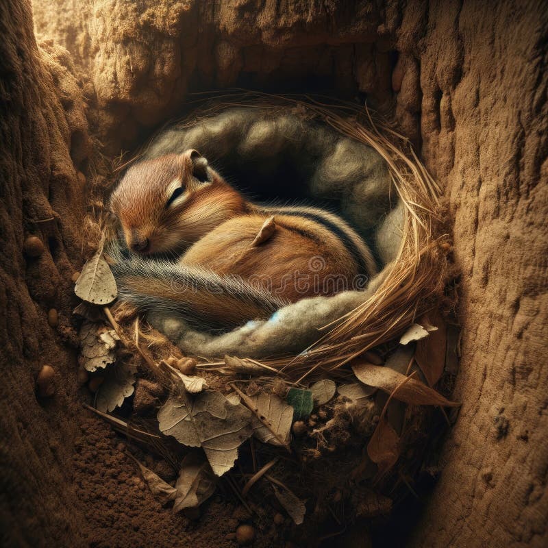 Chipmunk Nesting in Burrow stock photo. Image of burrow 297991830