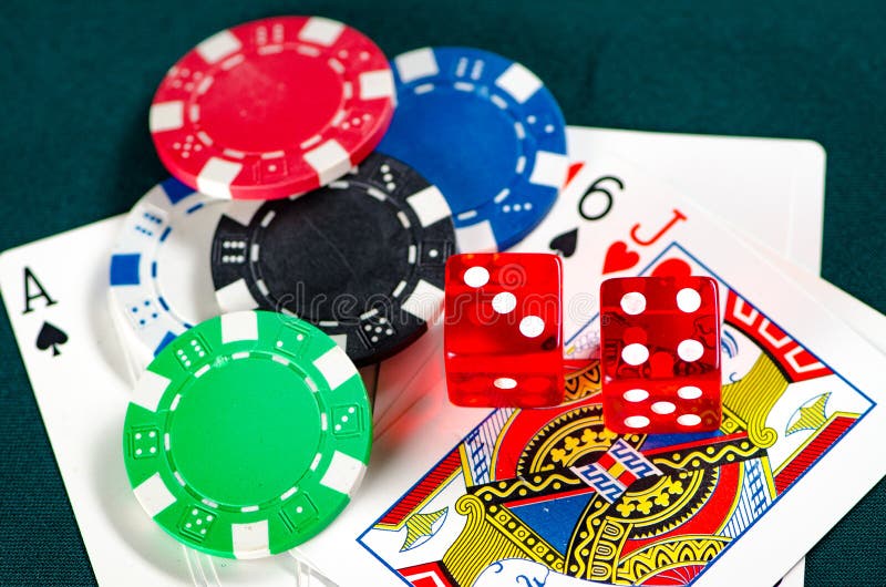 The Chips and Cards on Casino Table Stock Photo Image of hearts