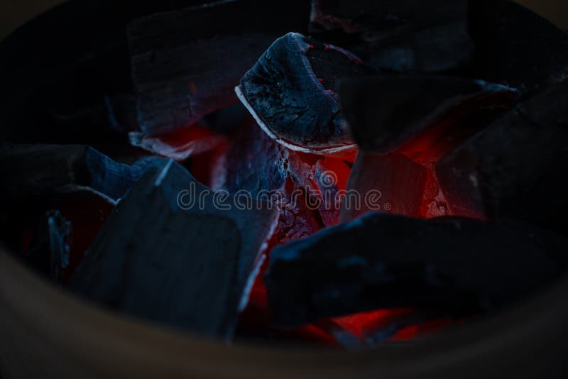 Chips of Charcoal in Which a Fire Flares Up Stock Image Image of