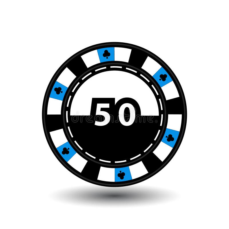 Chips for poker blue figure 50 in the middle clab and a suit sideways. round white dotted line . an icon on the isolated backgr vector illustration Chips for poker blue figure 50 in the middle clab and a suit sideways. round white dotted line . an icon on the isolated backgr vector illustration