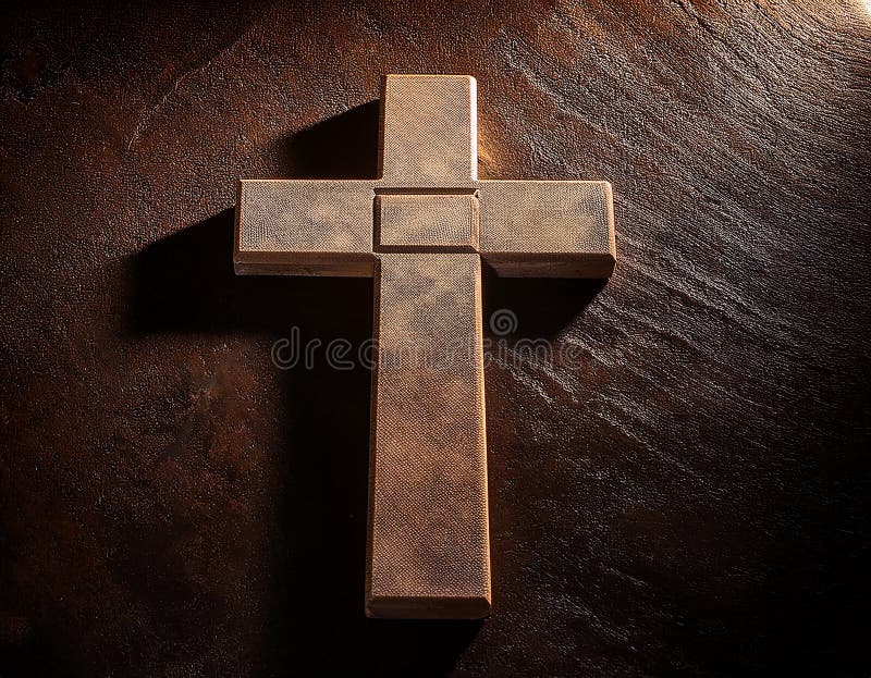 Chirstisches Kreuz oder Kruzifix auf dunklem Steinboden lizenzfreie abbildung