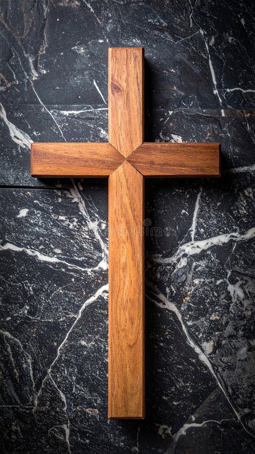 Chirstisches Kreuz oder Kruzifix auf dunklem Steinboden vektor abbildung