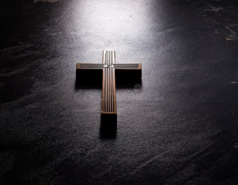 Chirstisches Kreuz oder Kruzifix auf dunklem Steinboden vektor abbildung