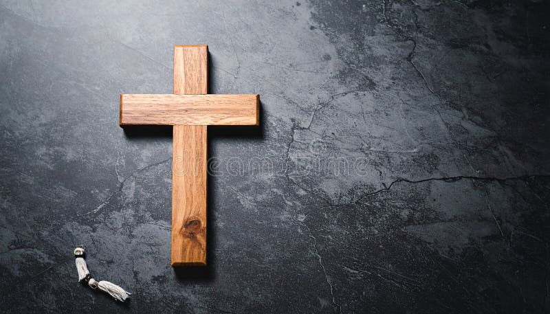 Chirstisches Kreuz oder Kruzifix auf dunklem Steinboden vektor abbildung