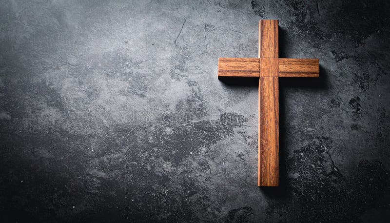 Chirstisches Kreuz oder Kruzifix auf dunklem Steinboden vektor abbildung