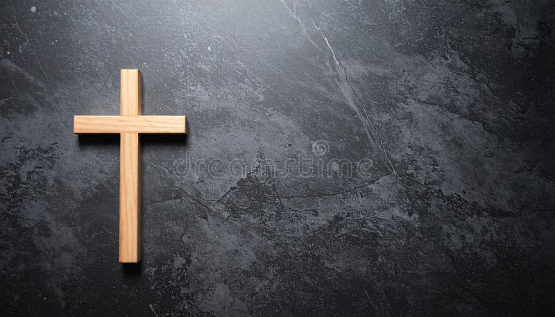Chirstisches Kreuz oder Kruzifix auf dunklem Steinboden lizenzfreie abbildung