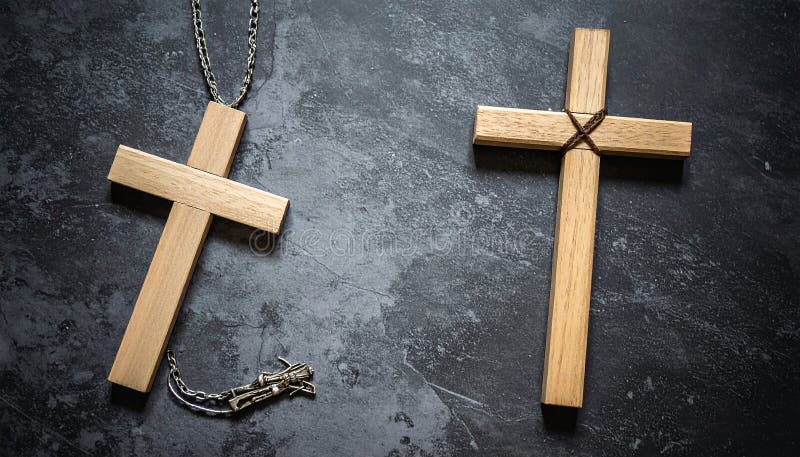 Chirstisches Kreuz oder Kruzifix auf dunklem Steinboden vektor abbildung
