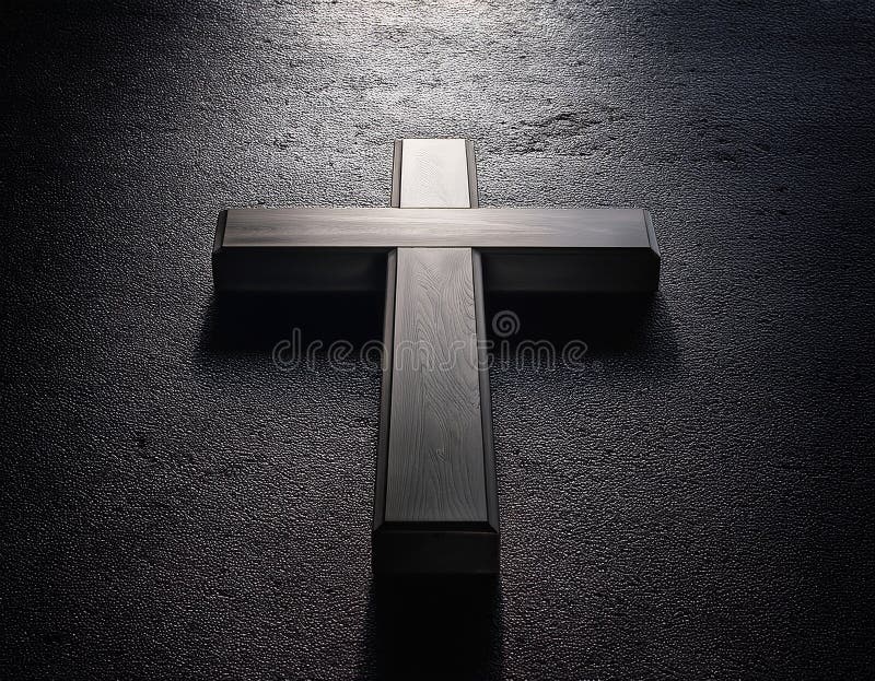 Chirstisches Kreuz oder Kruzifix auf dunklem Steinboden lizenzfreie abbildung