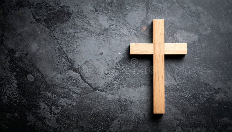 Chirstisches Kreuz oder Kruzifix auf dunklem Steinboden lizenzfreie abbildung