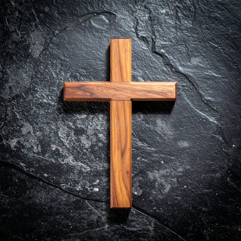 Chirstisches Kreuz oder Kruzifix auf dunklem Steinboden vektor abbildung