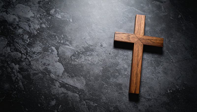 Chirstisches Kreuz oder Kruzifix auf dunklem Steinboden vektor abbildung