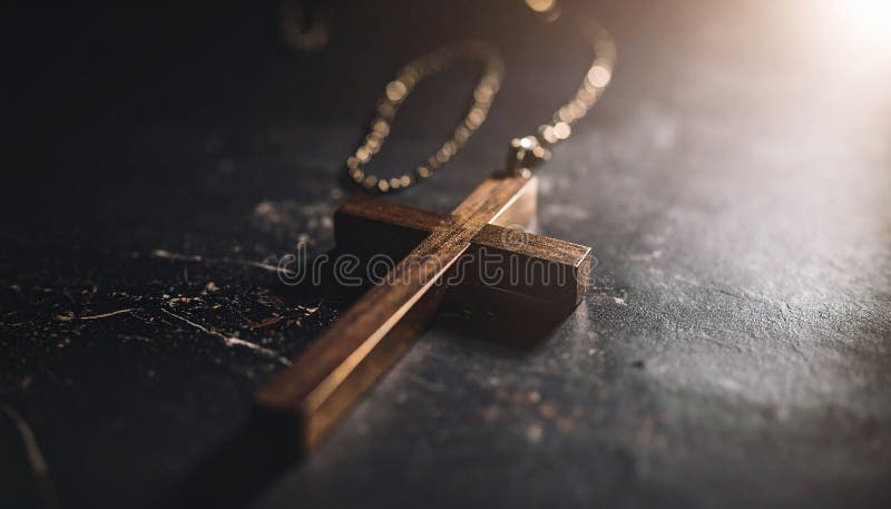Chirstisches Kreuz oder Kruzifix auf dunklem Steinboden vektor abbildung