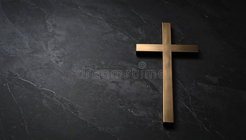 Chirstisches Kreuz oder Kruzifix auf dunklem Steinboden lizenzfreie abbildung