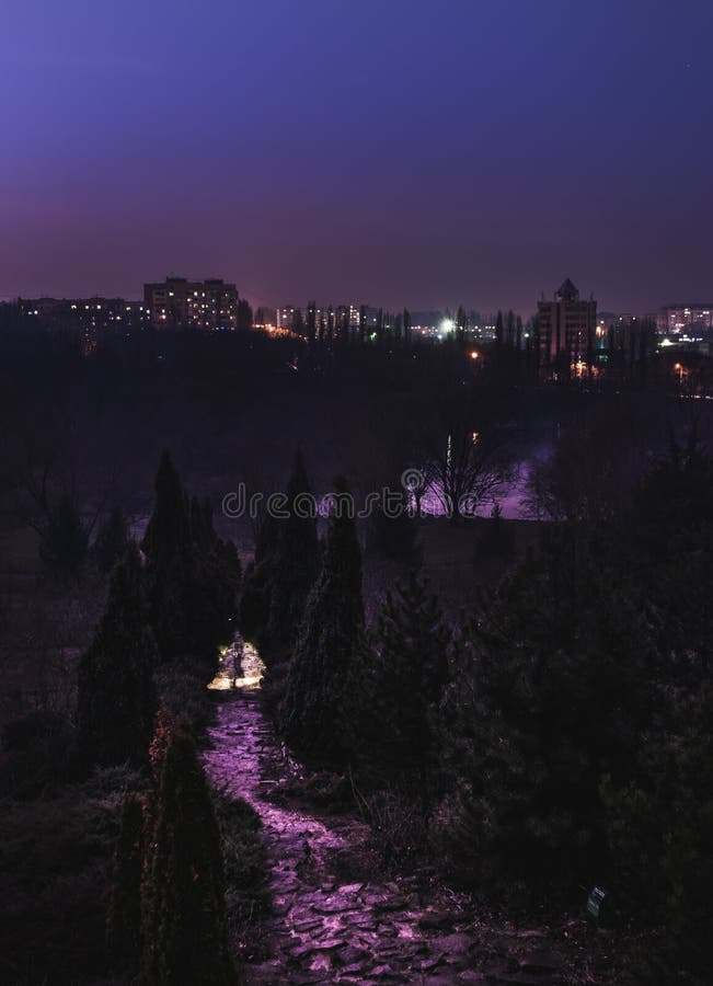 Chisinau, capitale de Moldau, vue de ci-dessus la nuit d'une PA images libres de droits Chisinau, capitale de Moldau, vue de ci-dessus la nuit d'une PA images libres de droits