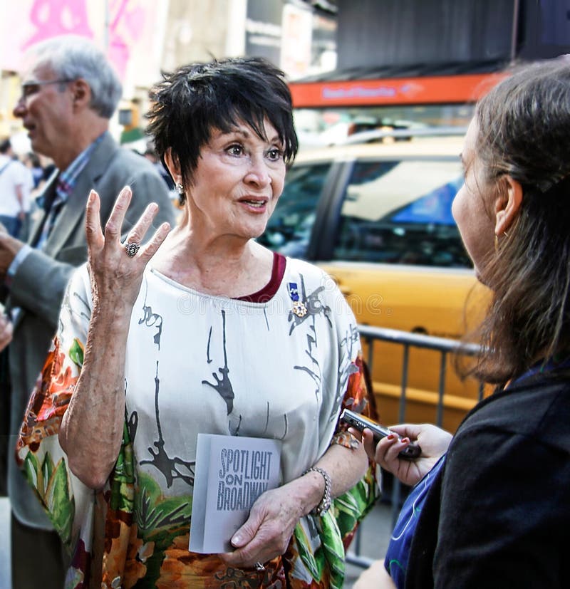 Actress, dancer, and singer Chita Rivera, has been nominated for performances in 10 Broadway productions and is winner of 2 Tony Awards plus a third honorary Tony for Lifetime Achievement in the Theater participates in the Broadway on Broadway event in Times Square, New York City on September 9, 2012. Ms Rivera pausing here for a brief interview, appeared on numerous television shows and films in her over 6 decade career. This event is a showcase for the season's coming musical productions and other theatrical productions. Rivera was the first Puerto Rican and first Latina to earn the Kennedy Center Honors and is a recipient of the Presidential Medal of Freedom. She died in New York City after a brief illness, on January 30, 2024. She was 91. Actress, dancer, and singer Chita Rivera, has been nominated for performances in 10 Broadway productions and is winner of 2 Tony Awards plus a third honorary Tony for Lifetime Achievement in the Theater participates in the Broadway on Broadway event in Times Square, New York City on September 9, 2012. Ms Rivera pausing here for a brief interview, appeared on numerous television shows and films in her over 6 decade career. This event is a showcase for the season's coming musical productions and other theatrical productions. Rivera was the first Puerto Rican and first Latina to earn the Kennedy Center Honors and is a recipient of the Presidential Medal of Freedom. She died in New York City after a brief illness, on January 30, 2024. She was 91.