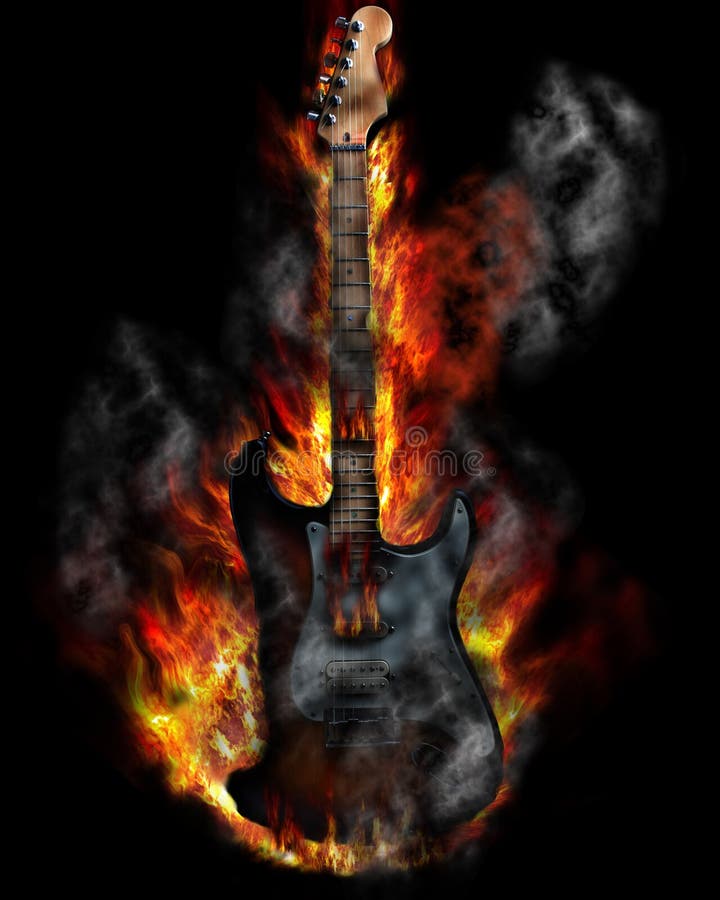 Chitarra Fuoco Chitarra Chitarra Chitarra Elettrica Musicista Musicista Maglia A Manica T-shirt Da Uomo Con Stampa Posteriore