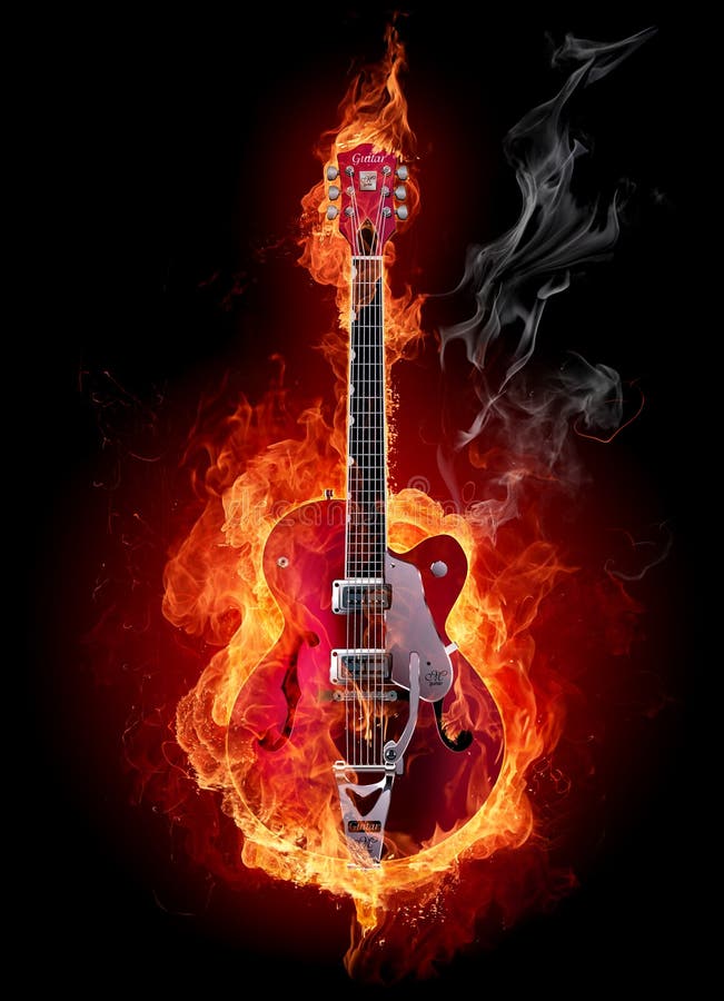 Chitarra del fuoco illustrazione di stock Chitarra del fuoco illustrazione di stock