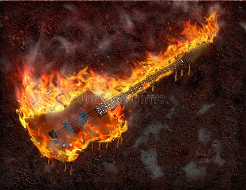 Chitarra di fusione fiammeggiare illustrazione vettoriale Chitarra di fusione fiammeggiare illustrazione vettoriale