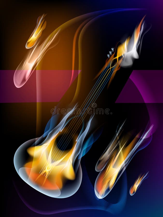 Chitarra in fiamme fotografia stock libera da diritti