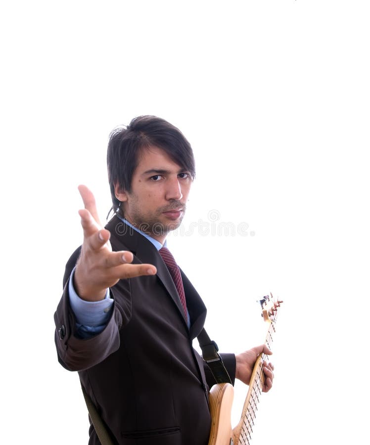 Download Chitarrista espressivo fotografia stock. Immagine di giocatore - 3147448