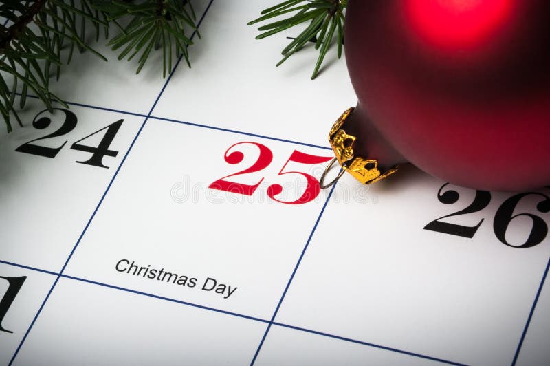 Chiuda su del calendario del 25 dicembre
