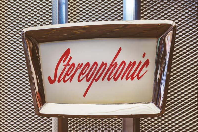 Close up of a vintage jukebox with the text stereophonic. Close up of a vintage jukebox with the text stereophonic