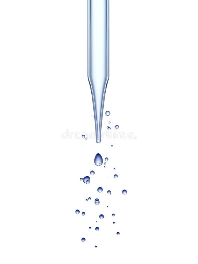 Chiuda sulla pipetta con goccia su bianco illustrazione di stock Chiuda sulla pipetta con goccia su bianco illustrazione di stock