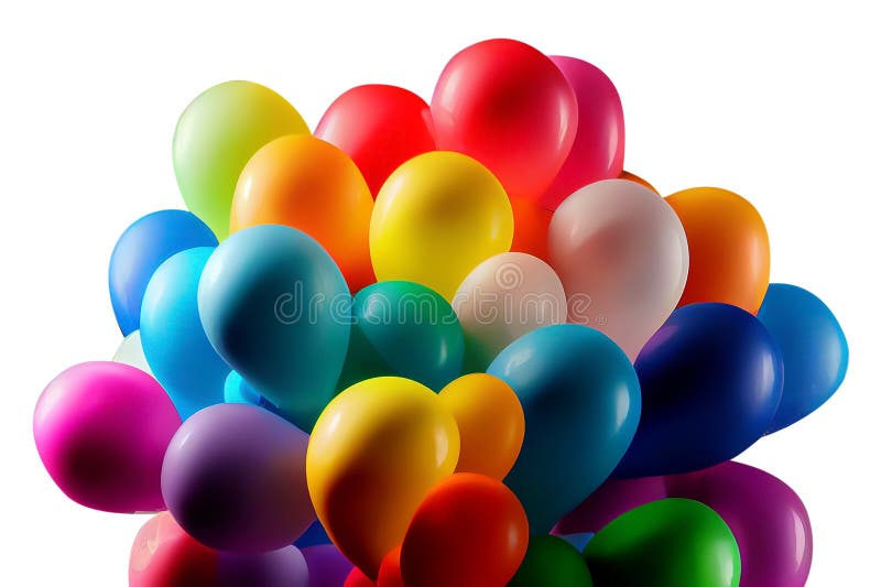 Chiudi un grosso gruppo di palloncini d'aria colorati isolati su fondo bianco royalty illustrazione gratis
