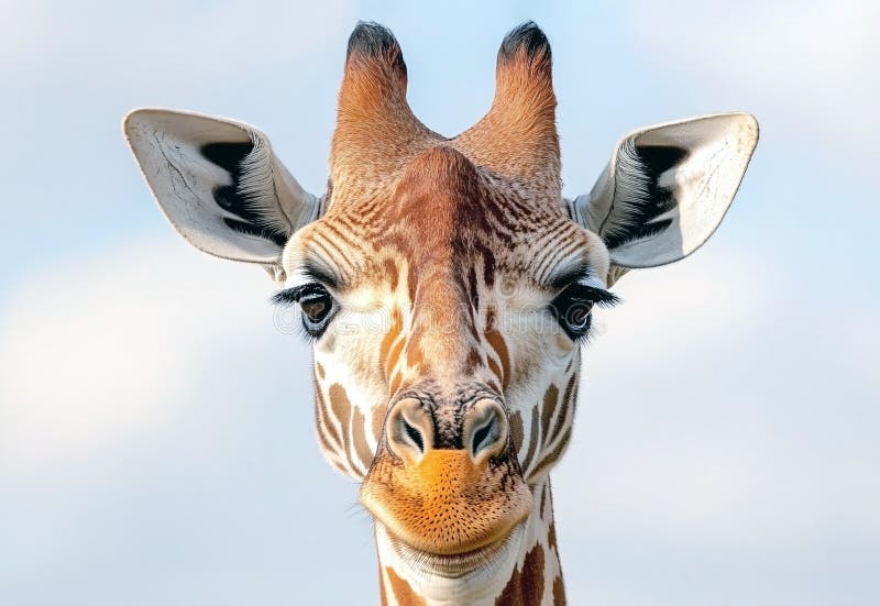 Chiusura del viso della giraffa adorabile su fondo sfuocato illustrazione di stock