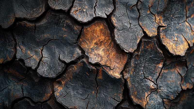 Chiusura dettagliata della consistenza della corteccia di un antico albero illustrazione di stock