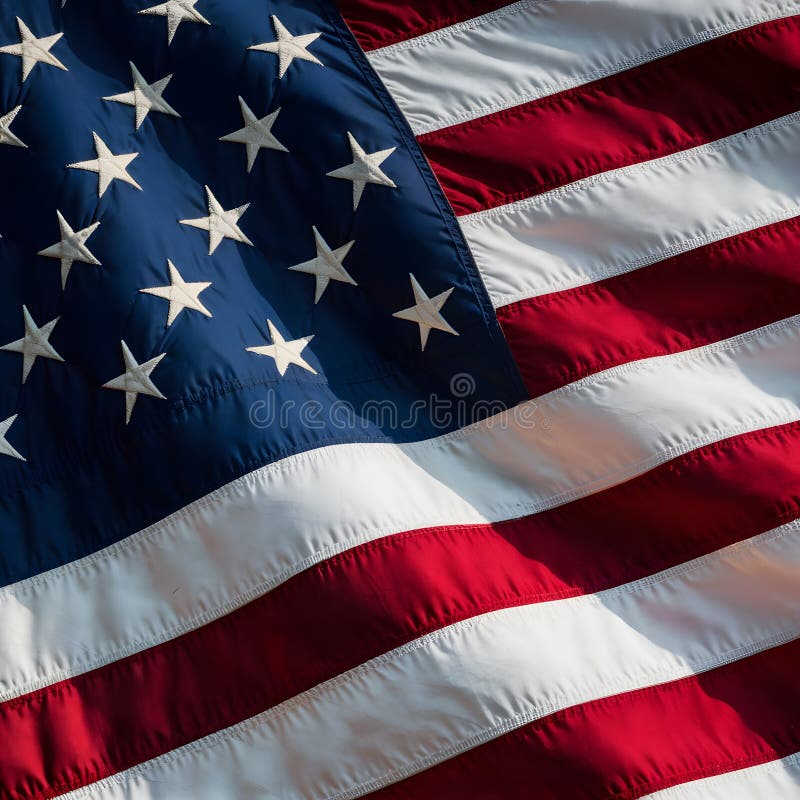 Chiusura dettagliata di un progetto di bandiera americana intricato e vibrante che evoca orgoglio e patriottismo illustrazione vettoriale