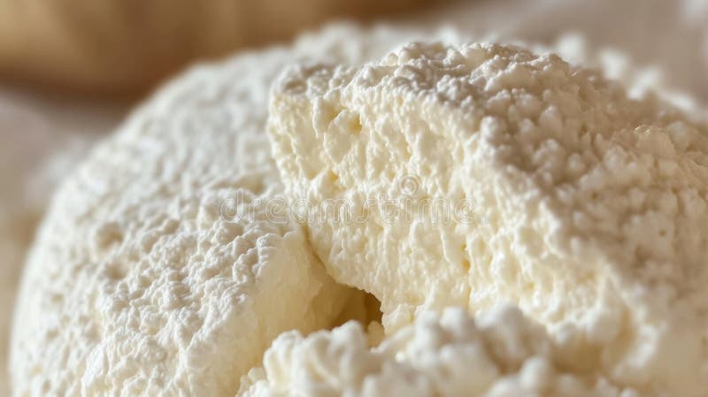 Chiusura di formaggi di cotone in crema bianca immagini stock libere da diritti