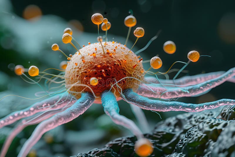 Chiusura di un'aiuola generativa di fiori di arancio e di blu royalty illustrazione gratis
