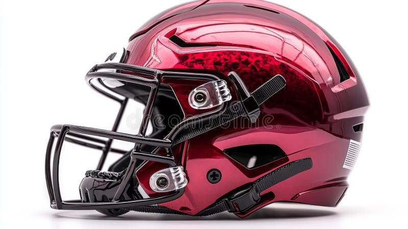 Chiusura di un casco rosso di calcio moderno e scintillante con un AIA generativo illustrazione vettoriale