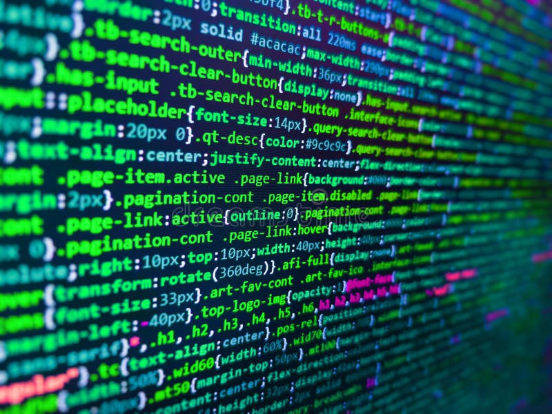 Chiusura di un codice informatico casuale composto da numeri e lettere. programmazione di un concetto di algoritmo astratto del fl fotografie stock