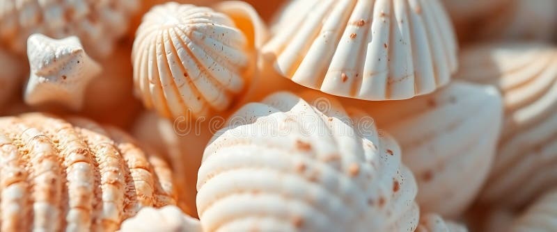 Chiusura di un mucchio di conchiglie illustrazione di stock