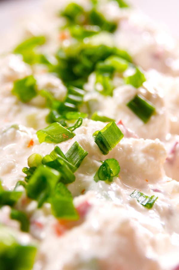 Chives and cottage cheese stock image. Image of closeup 30199173
