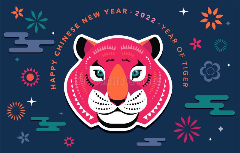 Chiński nowy rok 2022 rok chińskiego symbolu zodiaku tygrysa royalty ilustracja