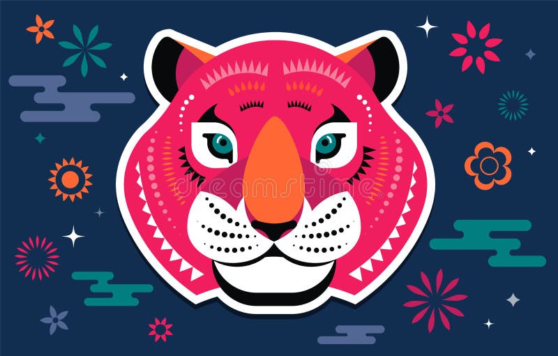 Chiński nowy rok 2022 rok tygrysa chiński symbol zodiaku księżyc nowy rok koncepcja nowoczesny projekt tła royalty ilustracja