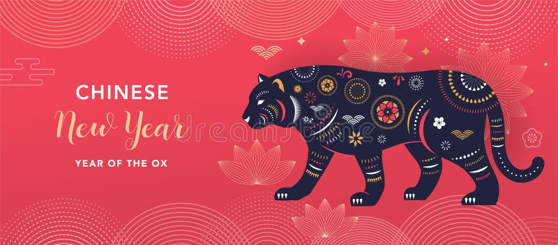 Chiński nowy rok 2022 rok tygrysa chiński symbol zodiaku księżyc nowy rok koncepcja nowoczesny projekt tła royalty ilustracja