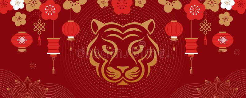Chiński nowy rok 2022 rok tygrysa chiński symbol zodiaku księżyc nowy rok koncepcja nowoczesny projekt tła royalty ilustracja