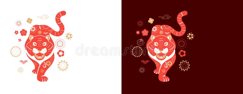 Chiński nowy rok 2022 rok tygrysa chiński symbol zodiaku księżyc nowy rok koncepcja nowoczesny projekt tła royalty ilustracja