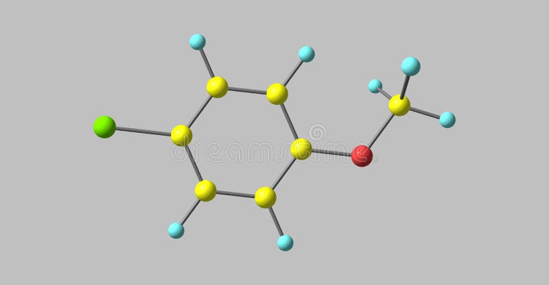 4-chloroanisole molecular structure isolated on grey vector illustration
