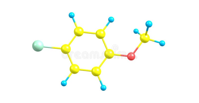 4-chloroanisole molecular structure isolated on white stock illustration