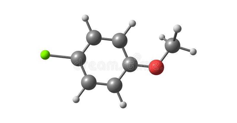 4-chloroanisole molecular structure isolated on white vector illustration