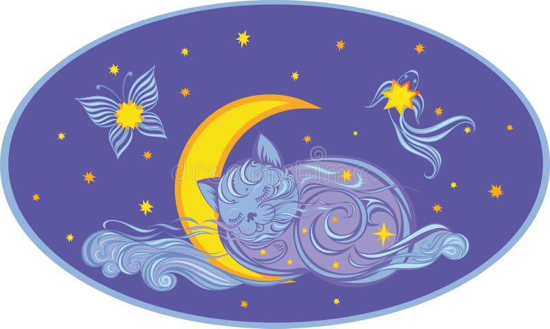 Chmura w postaci sypialnej figlarki dla miesi?ca ilustracji Chmura w postaci sypialnej figlarki dla miesi?ca ilustracji